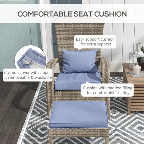 Wicker Adirondack Chair with Ottoman HouseOfZazla