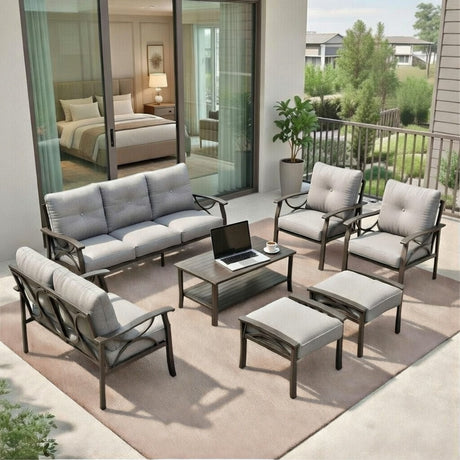 Patio Furniture Set with Coffee Table and Cushions for Backyard HouseOfZazla
