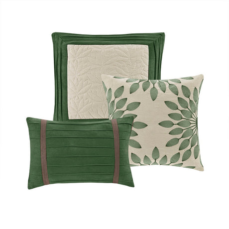 7 Pc Faux Suede Comforter Set Green Queen HouseOfZazla
