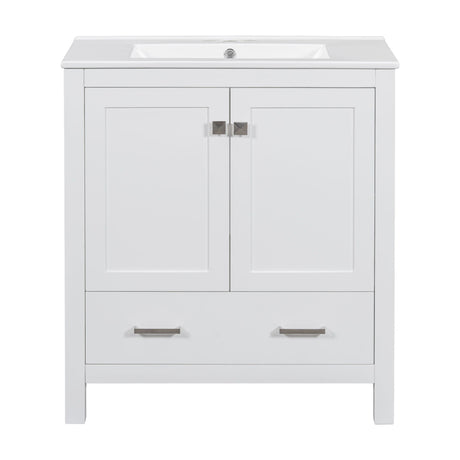 Bathroom Vanity With Single Sink, Combo Cabinet Undermount Sink, Bathroom Storage Cabinet With Two Doors And A Drawer, Soft Closing, Multifunctional Storage, Solid Wood Frame HouseOfZazla