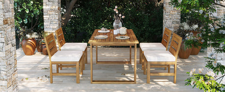 U_STYLE Farmhouse 5-Piece Outdoor Patio Dining Set with Adjustable Legs HouseOfZazla