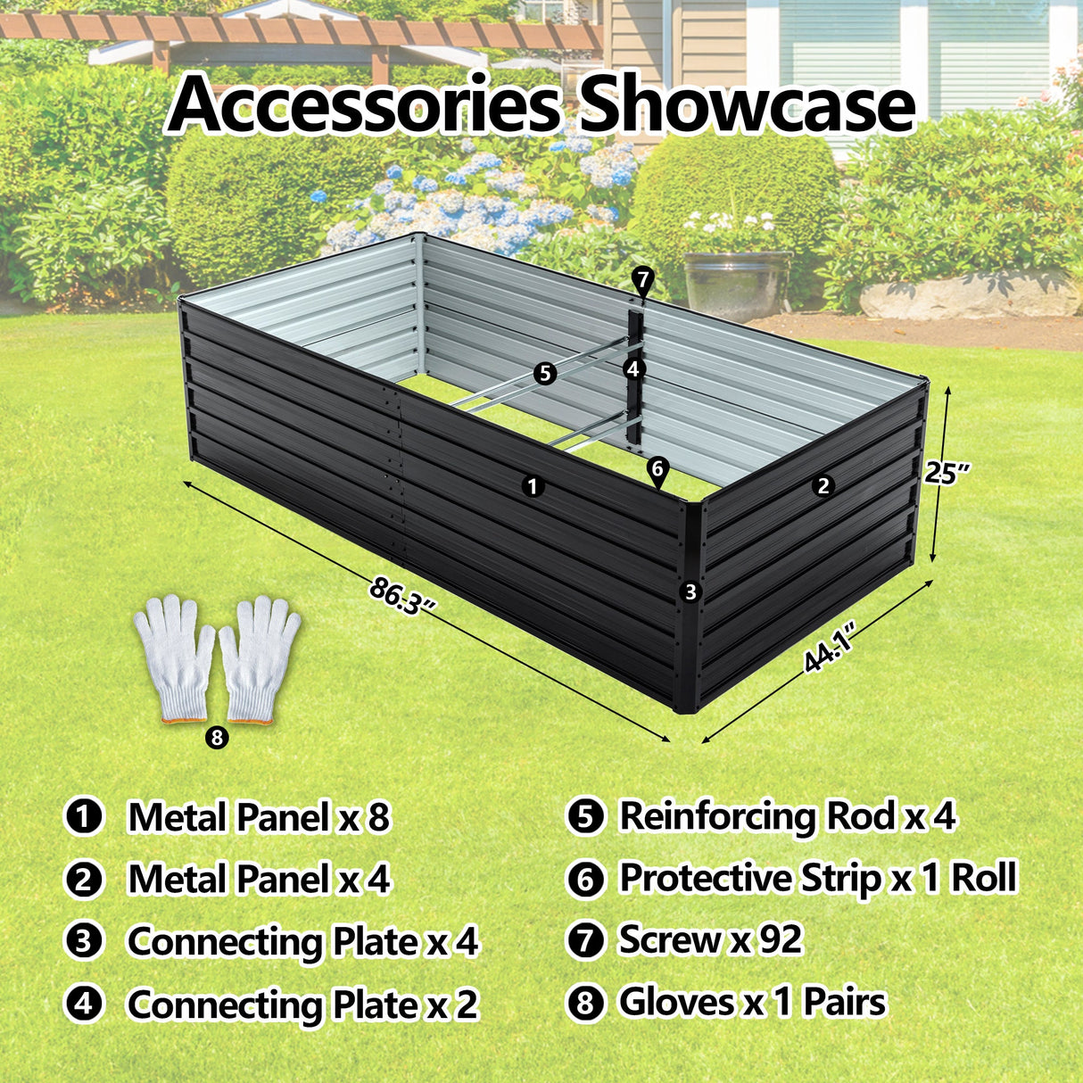 2 Pack Metal Raised Garden Bed Kit Outdoor - 8x4x2 FT Galvanized Planter Boxes Set