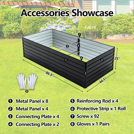 2 Pack Metal Raised Garden Bed Kit Outdoor - 8x4x2 FT Galvanized Planter Boxes Set HouseOfZazla