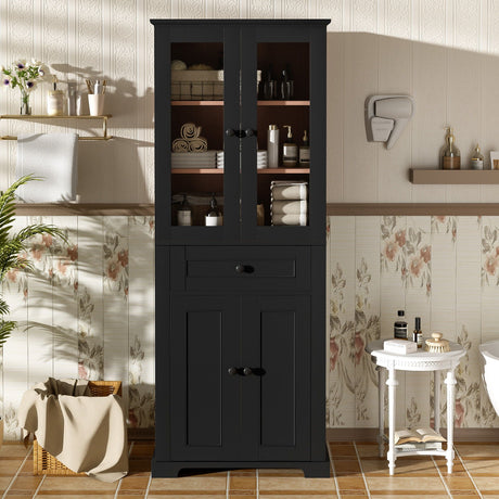 Bathroom Storage Cabinet, Adjustable Shelves & Drawer, Freestanding Tower HouseOfZazla