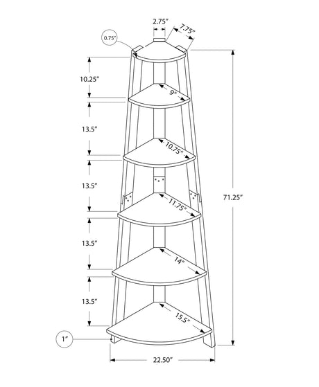 Bookshelf, Bookcase, Etagere, Corner, 5 Tier, For Office, Contemporary & Modern HouseOfZazla