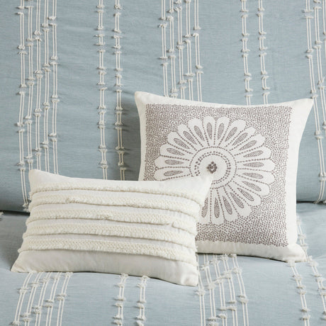 3 Piece Cotton Jacquard Comforter Set Aqua Full/Queen HouseOfZazla