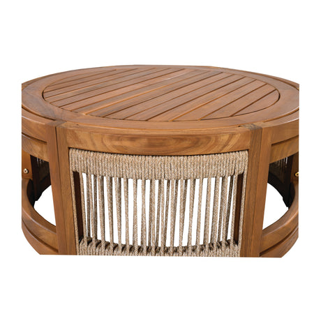 27.95" Acacia Wood Outdoor Coffee Table with Handwoven Rope Accent HouseOfZazla