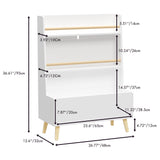 Bookshelf, Book Organizer With Toy Storage - White