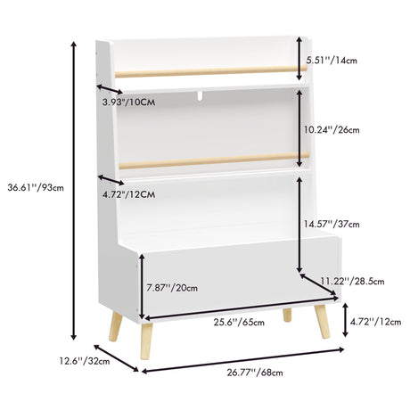 Bookshelf, Book Organizer With Toy Storage - White HouseOfZazla