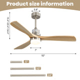 Indoor Ceiling Fan with Dimmable LED Light, 6-Speed Remote, Reversible Blades