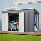 10'x4' Outdoor Metal Storage Shed for Garden Tools Lockable Door With Floor Frame