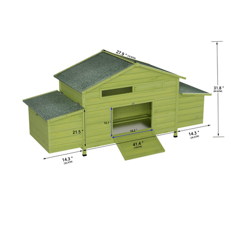 70" Large Wooden Chicken Coop with 2 Nesting Boxes and Waterproof Roof HouseOfZazla