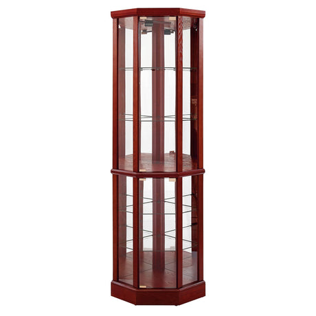 6 Shelf Lighted Corner Curio Cabinet With Adjustable Tempered Glass Shelves And Mirror Back (E26 Light Bulb Not Included) HouseOfZazla