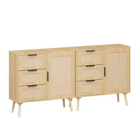Dresser With Drawers And Adjustable Shelf - Antique Natural / Rattan HouseOfZazla