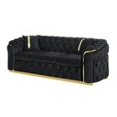 Button Tufted Couch With 2 Pillows, 3 Seater Luxury Chesterfield Sofa HouseOfZazla