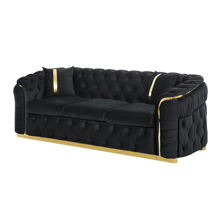 Button Tufted Couch With 2 Pillows, 3 Seater Luxury Chesterfield Sofa HouseOfZazla