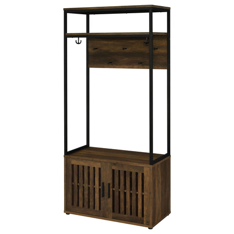 Flora - 2 Door Coat Rack Hall Tree Storage Bench And Multi Functional Storage - Natural HouseOfZazla