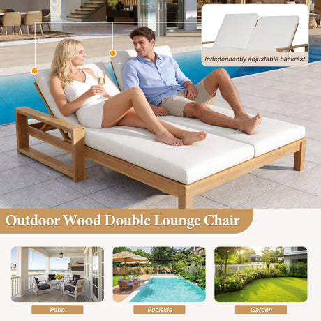 Outdoor Double Lounge Chair With 5 Position Adjustable Backrest HouseOfZazla