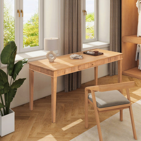 Dumont - Modern Farmhouse 1 Drawer Fluted Home Office Writing Desk - Natural Blonde HouseOfZazla