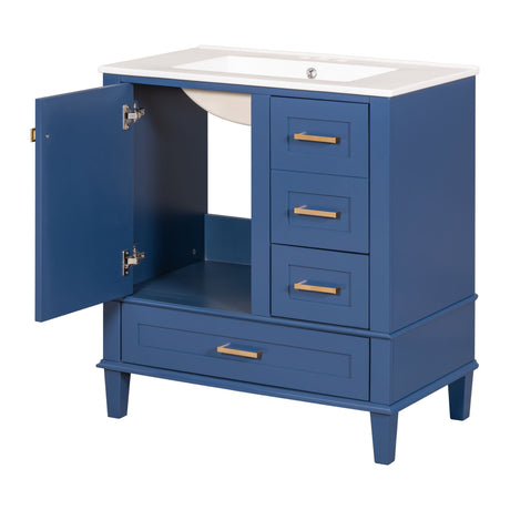 Bathroom Vanity, Modern Bathroom Cabinet With Sink Combo Set, Bathroom Storage Cabinet With A Soft Closing Door And 3 Drawers, Solid Wood Frame HouseOfZazla