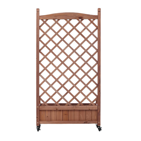 Raised Garden Bed With Trellis 2 Pack, Outdoor Planter Box & Plant Stand With Climbing Racks - Brown HouseOfZazla