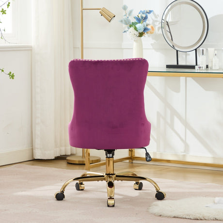 Office Chair Modern Velvet Upholstered Tufted Button (Purple) HouseOfZazla