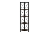 4-Tier Corner Bookshelf with Marble Look and Metal Frame