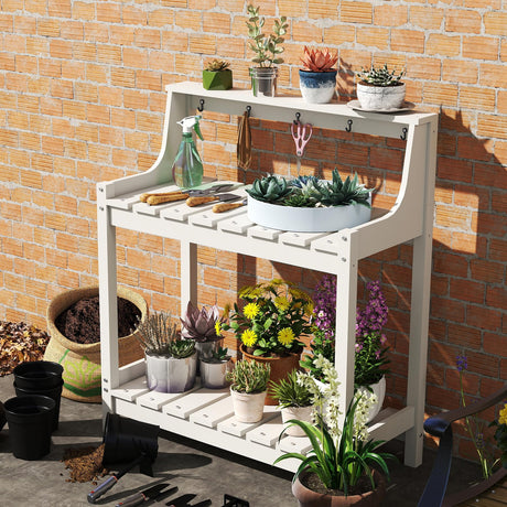 Potting Benches for Outside, HDPE Garden Potting Table with Storage HouseOfZazla