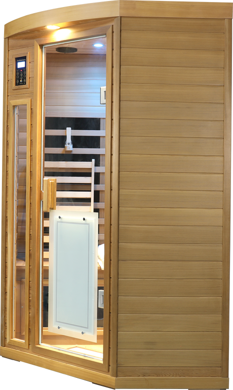 Low EMF Two person Far-infrared Red cedar Deluxe indoor pentagonal sauna room HouseOfZazla