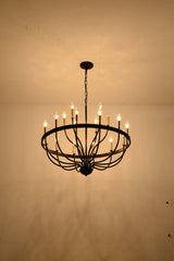 15-Light Industrial Iron Candle Chandelier Modern Farmhouse Pendant Light