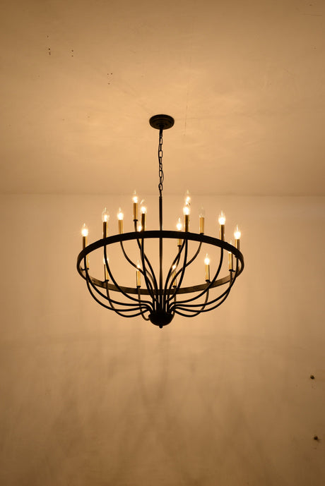 15-Light Industrial Iron Candle Chandelier Modern Farmhouse Pendant Light HouseOfZazla