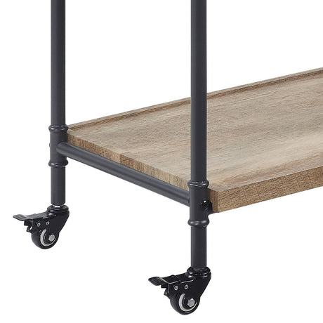 Brantley Oak & Sandy Black Finish Serving Cart HouseOfZazla