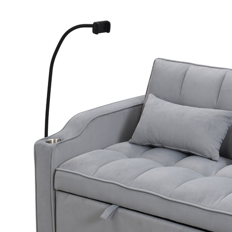 Modern Loveseat Futon Sofa With Pullout Bed, Adjustable Reclining Backrest, Toss Pillows HouseOfZazla