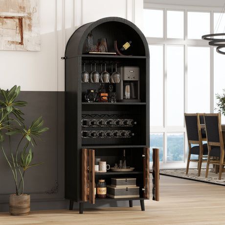 71' Farmhouse Arched Wine Bar Cabinet HouseOfZazla