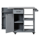 Outdoor Kitchen Island Fir Wood Prep Station with Stainless Steel Top
