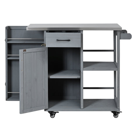 Outdoor Kitchen Island Fir Wood Prep Station with Stainless Steel Top HouseOfZazla