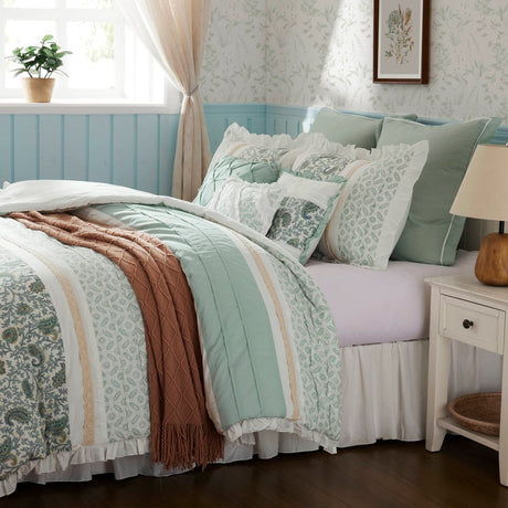 9 Piece Cotton Percale Comforter Set Aqua HouseOfZazla