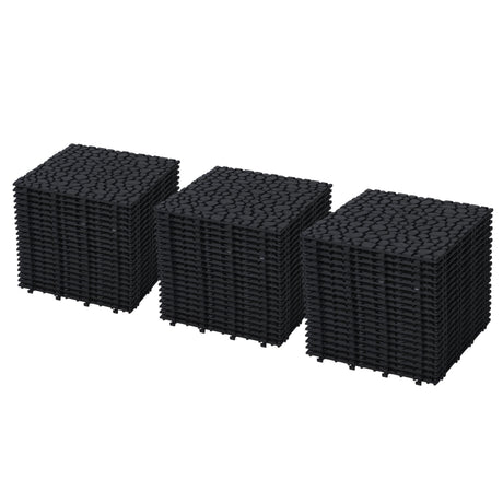 Interlocking Deck Tiles Plastic Waterproof Outdoor All Weather Anti-Slip Bathroom Shower Balcony Porch Strong Weight Capacity Upto 440 Lbs, Pebble Stone Pattern HouseOfZazla
