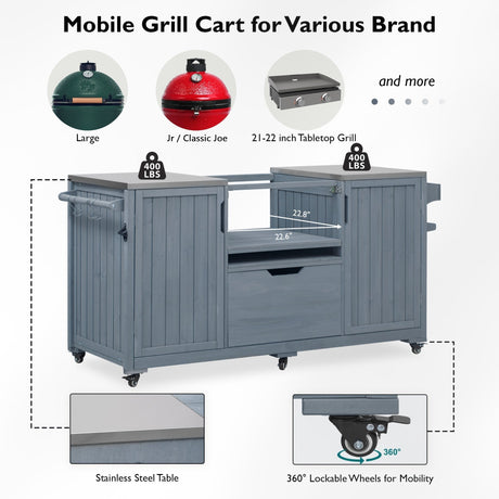 K&K 66.5" Outdoor Kitchen Island for Big Green Egg Grills HouseOfZazla
