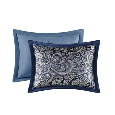 12 Piece Comforter Set with Cotton Bed Sheets Navy Queen HouseOfZazla