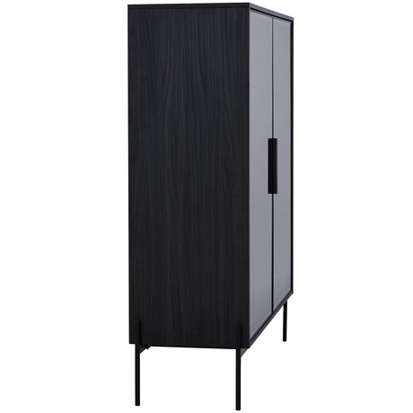 Modern Minimalist Style LED Curio Cabinet With Tempered Glass Door, Metal Legs HouseOfZazla