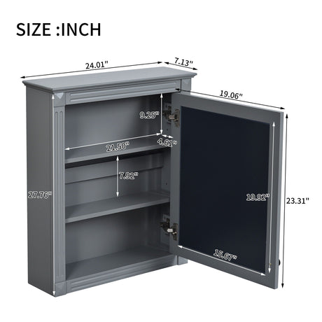 Wall Mounted Bathroom Storage Cabinet With Mirror, Medicine Cabinet With Height Adjustable Shelf HouseOfZazla