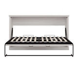 Twin Size Horizontal Murphy Bed With Dual Piston System, Space Saving Wall Bed Folds Into Cabinet - Rustic White