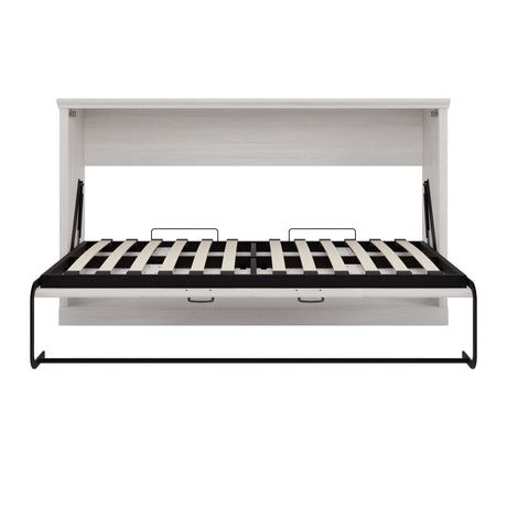Twin Size Horizontal Murphy Bed With Dual Piston System, Space Saving Wall Bed Folds Into Cabinet - Rustic White HouseOfZazla