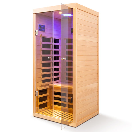Luxury Indoor Low EMF Far Infrared Sauna Room with Hemlock Wood and Glass Double Doors HouseOfZazla