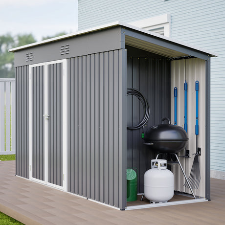 10'x4' Outdoor Metal Storage Shed for Garden Tools Lockable Door With Floor Frame HouseOfZazla
