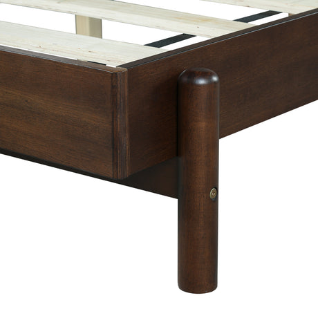 Premium Rubber Wood Platform Bed Frame, King Size with Headboard HouseOfZazla