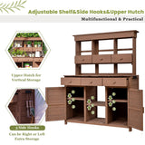 Topmax 65.7'' Tall Garden Potting Bench Table with Hutch