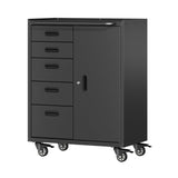 Metal Tool Garage Storage Cabinet with 5 Drawers and 1 Door