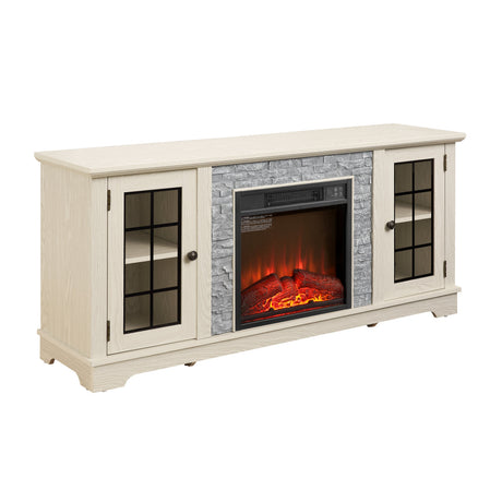 58" Modern TV Stand with Electric Fireplace and Storage HouseOfZazla